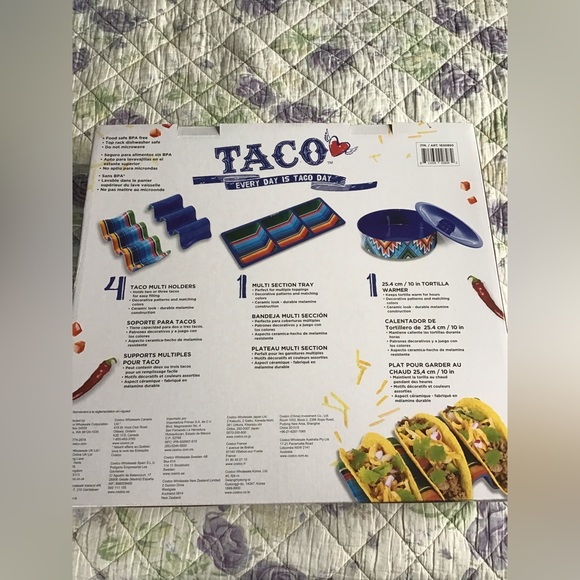 Taco set with 4 taco holders , 1 tortilla warmer , 1 multi section tray New - Picture 2 of 2